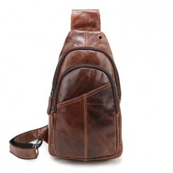 Ekphero&reg; Men Vintage Genuine Leather Retro Crossbody Bag Chest Bag