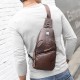 Bullcaptain Genuine Leather Retro Chest Bag Outdoor Leisure Daypack Crossbody Bag for Men