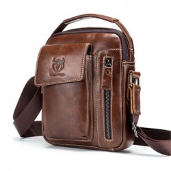 Bullcaptain Genuine Leather Business Messenger Bag Vintage Mini Shoulder Bag Crossbody Bag For Men