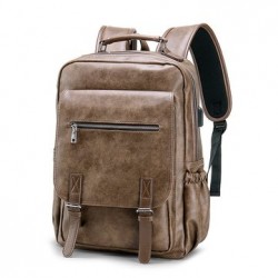 Faux Leather Large Capacity Laptop Bag Backpack For Men