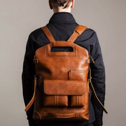 Ekphero Men Handbag Casual Multifunction Backpack Solid Crossbody Bag