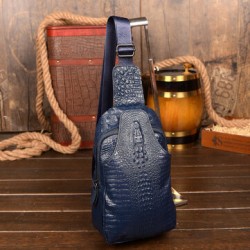 Men Alligator Genuine Leather Anti-theft Multifunctional Crossbody Bag Chest Bag Sling Bag