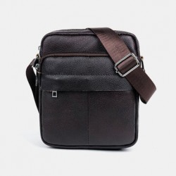 Bullcaptain Men Genuine Leather Multifunction Anti-theft Vintage Crossbody Bag Shoulder Bag