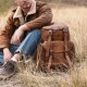 Men PU Leather Vintage Business Style Solid Color Multi-pocket 15 Inch Laptop Bag Travel Bag Backpack
