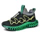Men Breathable Fabric Comfy Blade Sole Non Slip Elastic Laces Casual Sports Shoes