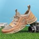Men Leather Breathable Mesh Comfy Fabric Soft Bottom Elastic Band Casual Sports Shoes