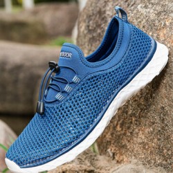Men Mesh Breathable Non Slip Soft Sole Elastic Laces Outdoor Sports Casual Wading Shoes