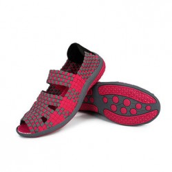 Women Summer Elastic Knit Leisure Shoes Flat Knit Sandals Round Toe Shoes