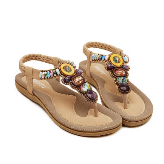 US Size 5-11 Women Summer Bohemian Outdoor Fashion Soft Comfortable Beach Flat Sandals Shoes