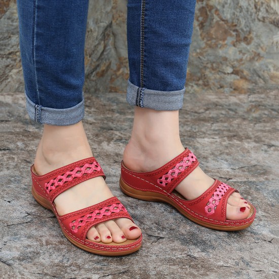 LOSTISY Handmade Stitching Hollow Casual Comfy Sandals