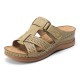 LOSTISY Women Comfy Hollow Out Hook Loop Wedges Sandals