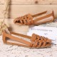 Women Hollow Out Pattern Closed Toe Slip On Sandals