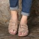Lostisy Large Size Women Cross Belt  Breathable Pure Color Sandals