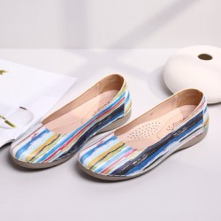 Multicolor Casual Leather Soft Sole Walking Flats