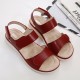 Women Soft Sole Hook Loop Solid Color Comfy Summer Beach Flat Sandals