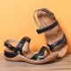 Women Adjustable Hook Loop Soft Sole Large Size Open Toe Casual Daily Summer Beach Wedge Sandals