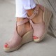 Women Espadrilles Peep Toe Buckle Comfy Casual Wedges Sandals