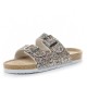 Large Size Casual Bling Sequined Dual Strap Buckle Flat Slippers Cork Sandals