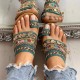 Women Large Size Bohemian Ethnic Style Beach Toe Ring Casual Sandals