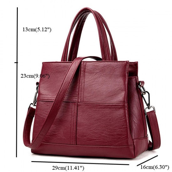 3 Main Pockets Women Casual PU Leather Handbag