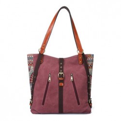 Brenice Women National Canvas Handbag Shoulder Bag Backpack