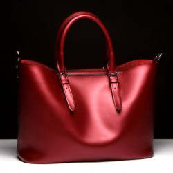 Soft Genuine Leather Women Solid Handbag