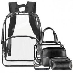 Women Transparent Clear Jelly Patchwork PVC Beach Bag Backpack Handbag
