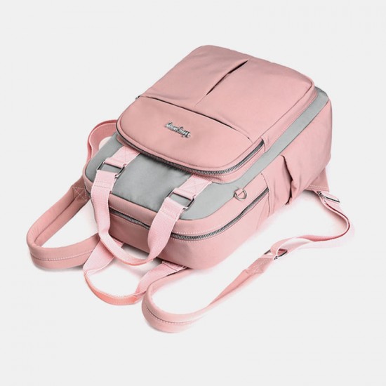 Women Canvas Multifunction Waterproof Casual Patchwork Backpack With USB Charging Port