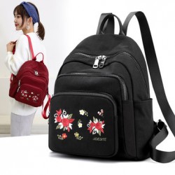 Women Nylon Waterproof Floral Casual Embroidered Backpack