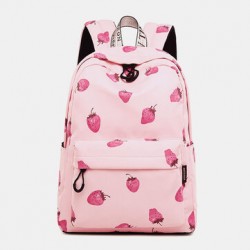 Strawberry Pattern Light Weight School Bookbag 15.6'' Laptop Backpack Rucksack Daypack