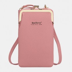 Baellerry Women Lychee Pattern 6 Card Slots 6.5 Inch Phone Bag Crossbody Bag