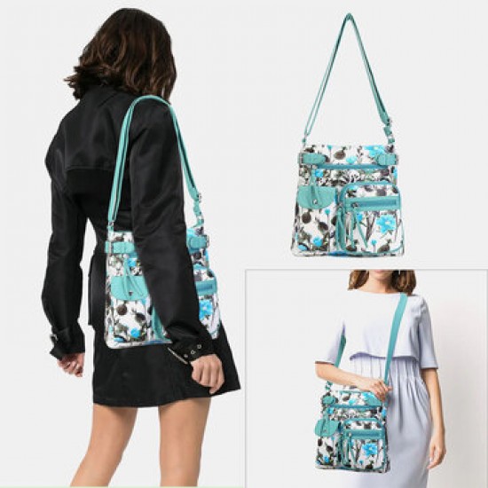 Angel Kiss Women PU Leather Multicolor Printing Waterproof Multi-pocket Anti-theft Crossbody Bag Shoulder Bag