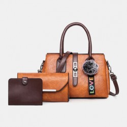 Women 3PCS PU Leather Multi-Layers Ladies Bags Casual Business Handbag Crossbody Bag