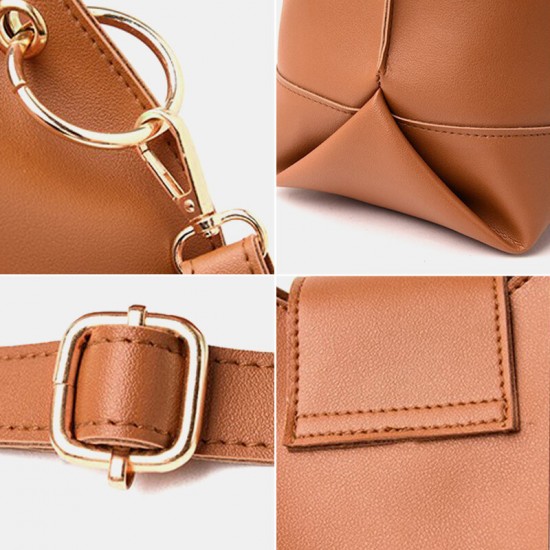 3 PCS PU Leather Vintage Solid Large Capacity Wallet Clutch Bag Phone Bag Handbag Crossbody Bag Shoulder Bag