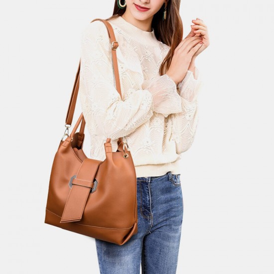 3 PCS PU Leather Vintage Solid Large Capacity Wallet Clutch Bag Phone Bag Handbag Crossbody Bag Shoulder Bag