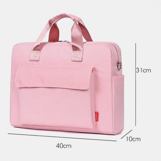 Women Canvas Solid Color Large Capacity 14 inch Laptops Bag Multi-compartment Handbag Briefcase